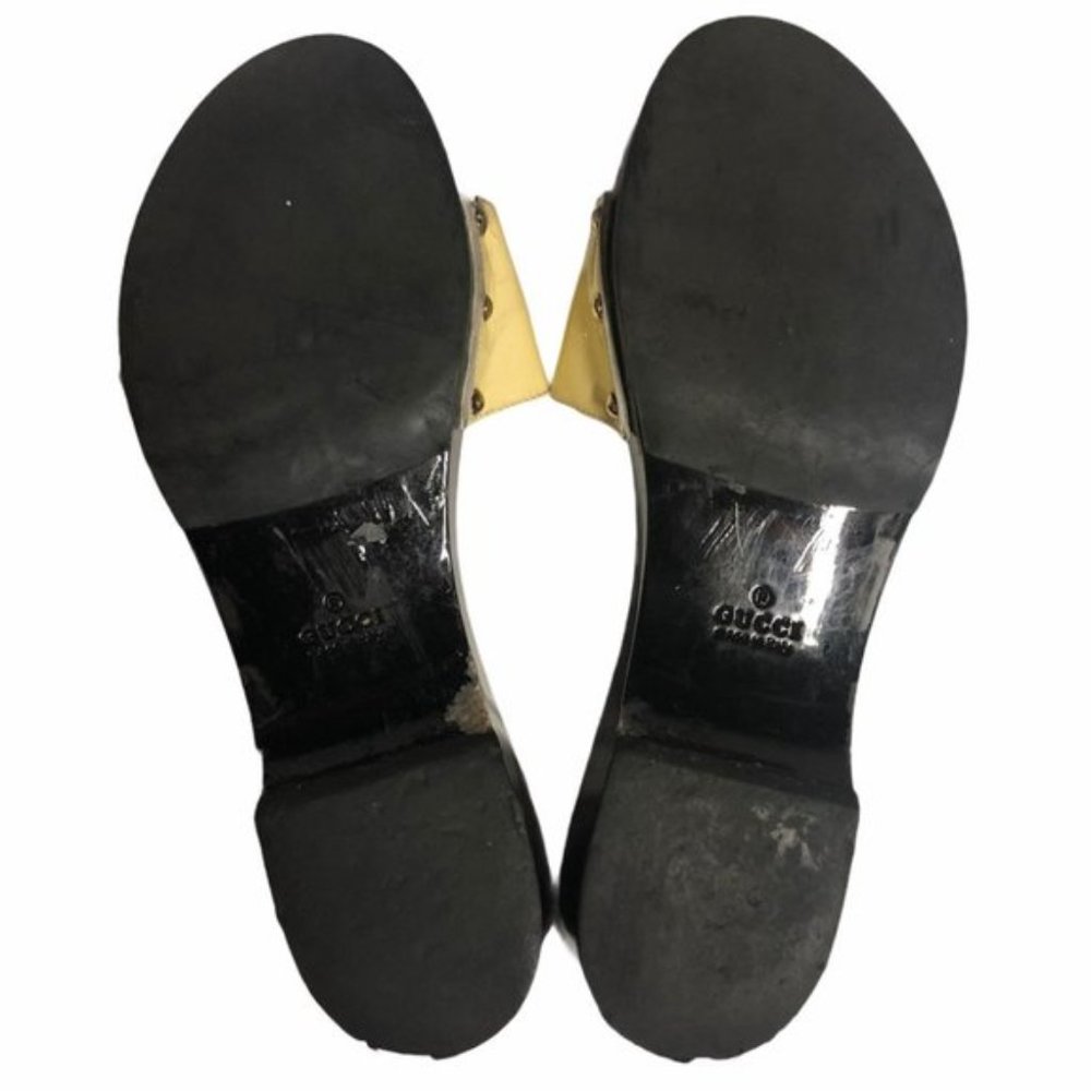 Gucci Vitello Vernice Icon Bit Wood Clogs Yellow Size 7 - Picture 6 of 8
